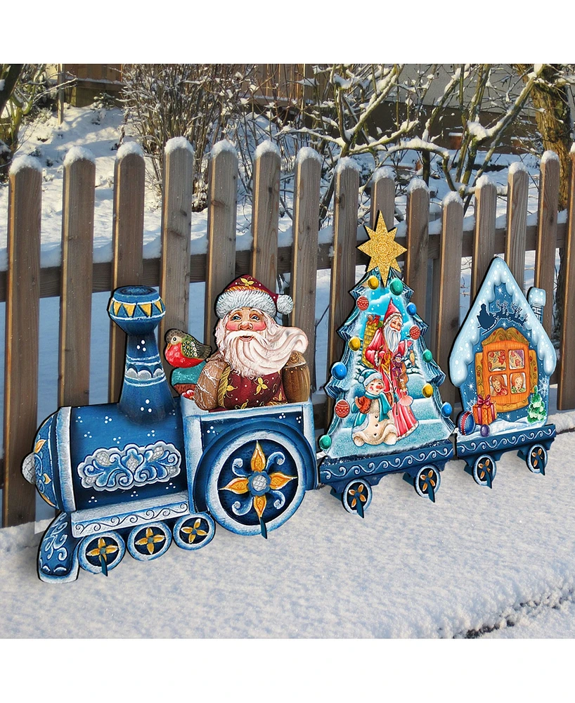 Designocracy Santa Holiday Express Wooden Outdoor Decoration
