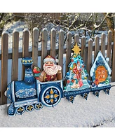 Designocracy Santa Holiday Express Wooden Outdoor Decoration