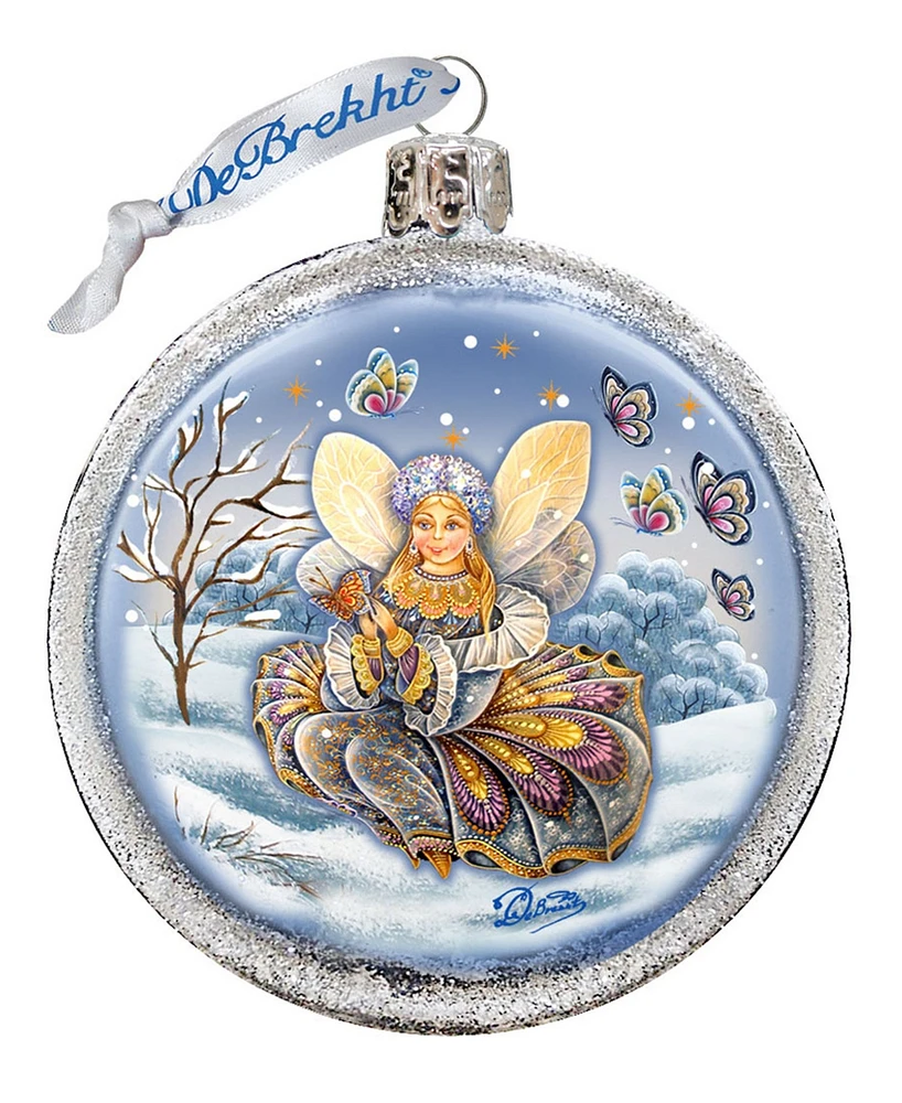 G.DeBrekht Fairy Girl Red Ball Hand Painted Glass Ornament