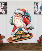 Designocracy Santa Skier Christmas Door Hanger