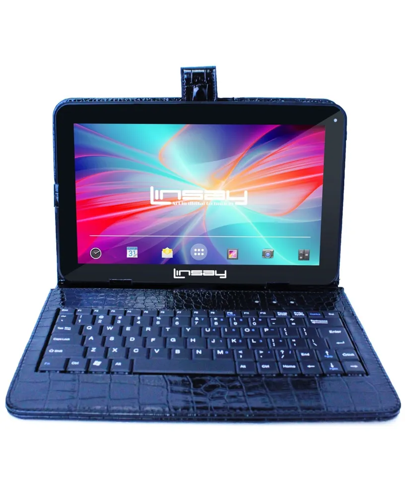 Linsay New 10.1" Tablet Octa Core 128GB Exclusive Luxury Crocodile Keyboard Android 13