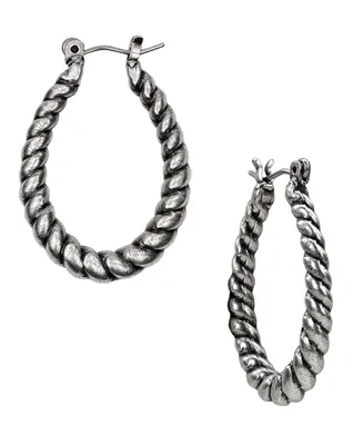 Patricia Nash Silver-Tone Twisted-Rope Oval Hoop Earrings
