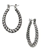 Patricia Nash Silver-Tone Twisted-Rope Oval Hoop Earrings