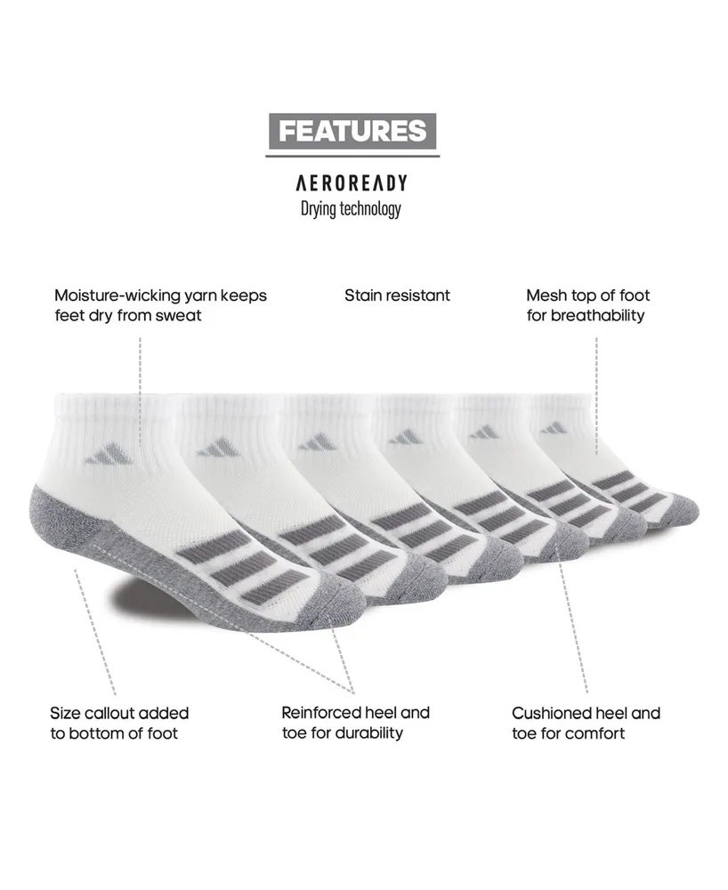 adidas Big Boys Cushioned Angle Stripe Quarter Sock Pack of 6