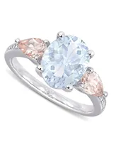 Macy's Aquamarine (2-1/5 ct. t.w.), Morganite (4/5 t.w.) & Diamond Accent Ring Sterling Silver