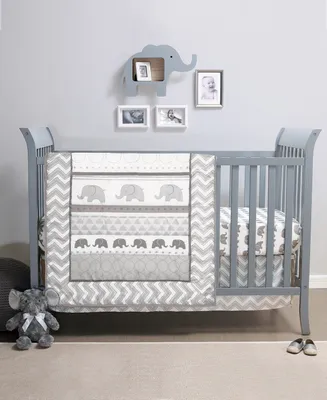 The Peanutshell Elephant Walk 3 Piece Baby Nursery Crib Bedding Set, Quilt, Fitted Crib Sheet, and Dust Ruffle