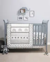 The Peanutshell Elephant Walk 3 Piece Baby Nursery Crib Bedding Set, Quilt, Fitted Crib Sheet, and Dust Ruffle