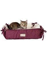 Armarkat 2-In-1 Cat Pet Bed & Fleece Cat Mat, Burgundy/Ivory - Extra Thick Poly Fill, Machine Washable