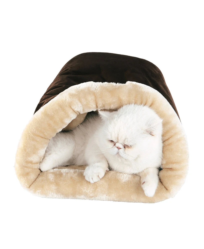 Armarkat Burrow Sleep Shape Cat Bed, Soft Cave Bed For Dog And Cat, C15HKF/Mh, Mocha
