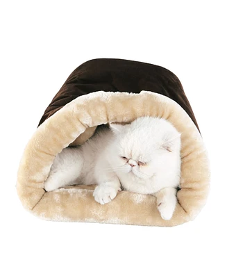 Armarkat Burrow Sleep Shape Cat Bed, Soft Cave Bed For Dog And Cat, C15HKF/Mh, Mocha