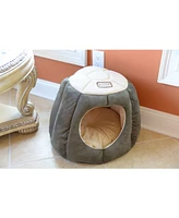 Armarkat Cat Cave Shape Bed with Anti-Slip Waterproof Base, Removable Cushion Mat, C30HML/Mh, Laurel Green and Beige