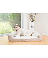 Armarkat D07B Medium Bolstered Pet Bed Cushion With Memory Foam, Ivory & Beige