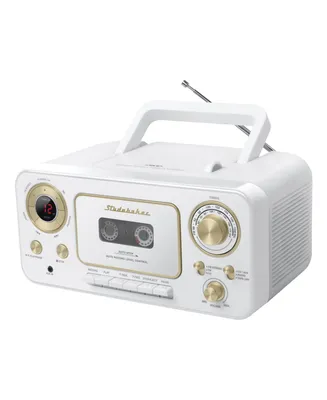 Studebaker Portable Cd Player with Am/Fm Radio and Cassette Player - White