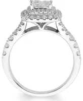Diamond Princess Halo Engagement Ring (1 ct. t.w.) in 14k White Gold