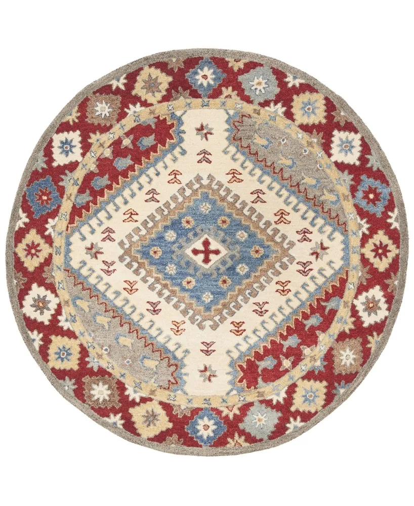 Safavieh Antiquity At507 Red and Ivory 6' x 6' Round Area Rug