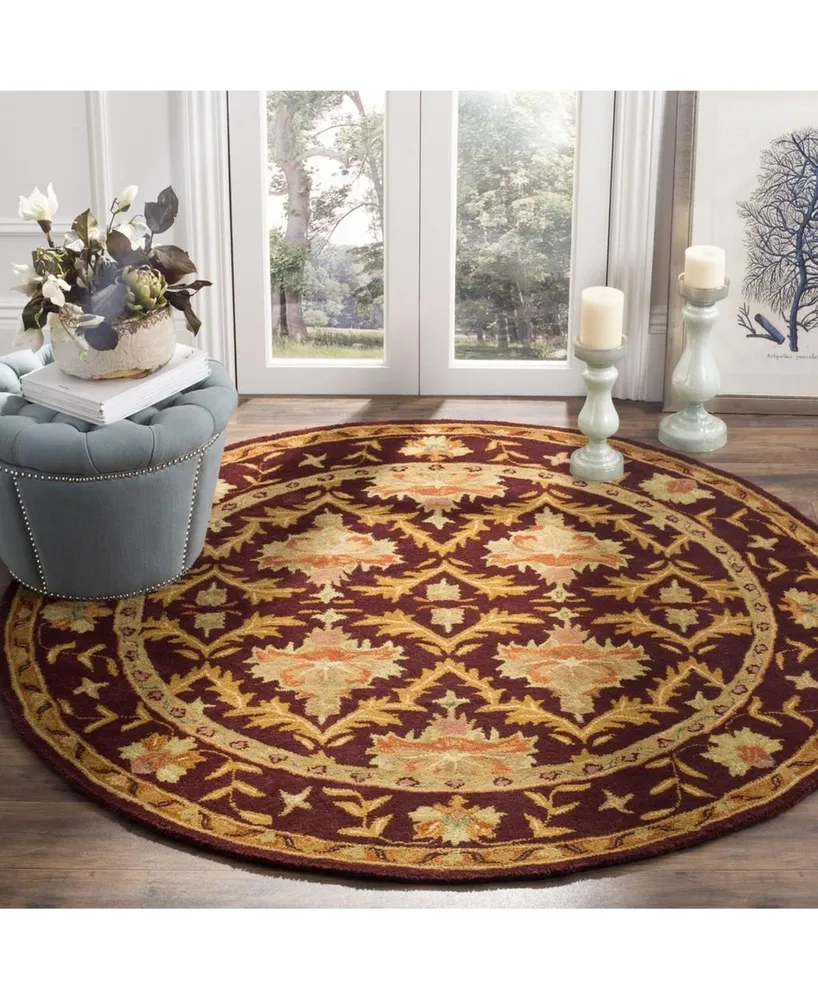 Safavieh Antiquity At54 Wine and Gold 8' x 8' Round Area Rug