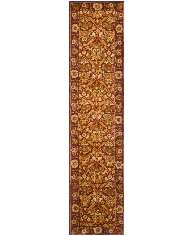 Safavieh Antiquity At51 Wine and Gold 2'3" x 12' Runner Area Rug