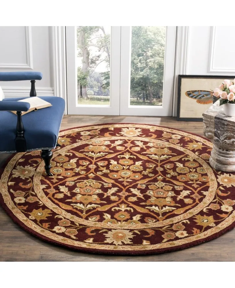 Safavieh Antiquity At51 Wine and Gold 3'6" x 3'6" Round Area Rug