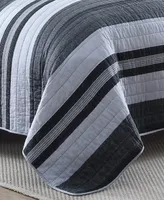 Nautica Ardmoore Grey Cotton Reversible -Piece Quilt Set