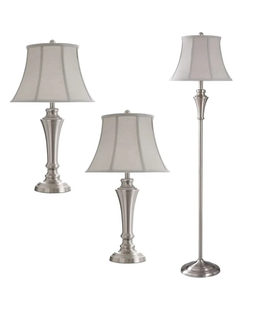 StyleCraft Floor and Table Lamp Set, Pack of 3 - Silver