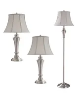 StyleCraft Floor and Table Lamp Set, Pack of 3 - Silver