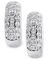 Arabella Cubic Zirconia Small Huggie Hoop Earrings in Sterling Silver