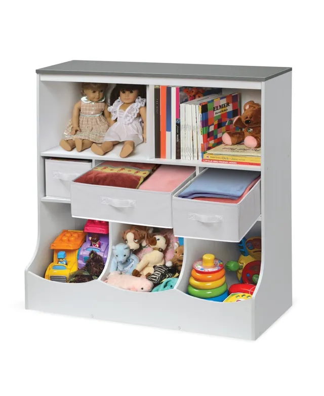 Stackable Shelf Storage Cubby with Three Baskets - White - Badger