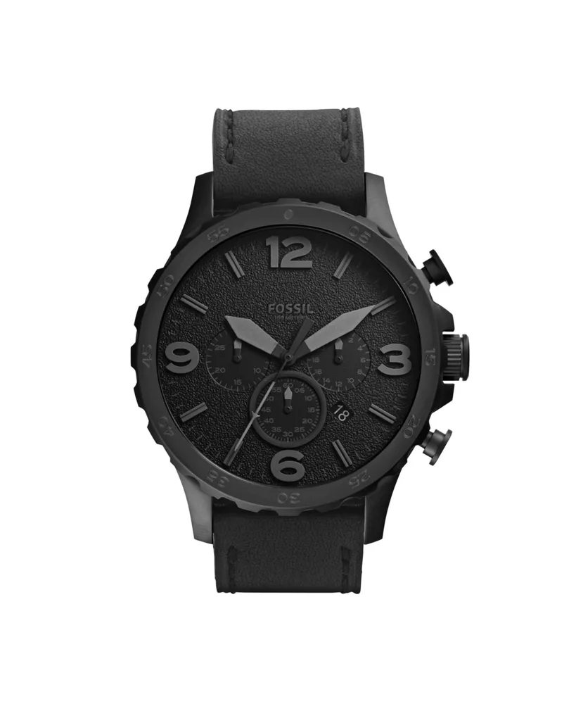 Fossil Men's Nate Black Leather Strap Watch