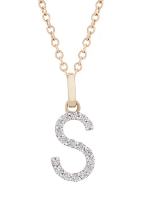 Diamond Initial Pendant Necklace (1/10 ct. t.w.) in 14k Gold, 17" + 1" Extender