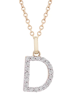 Diamond Initial Pendant Necklace (1/10 ct. t.w.) in 14k Gold, 17" + 1" Extender