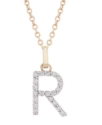 Diamond Initial Pendant Necklace (1/10 ct. t.w.) in 14k Gold, 17" + 1" Extender