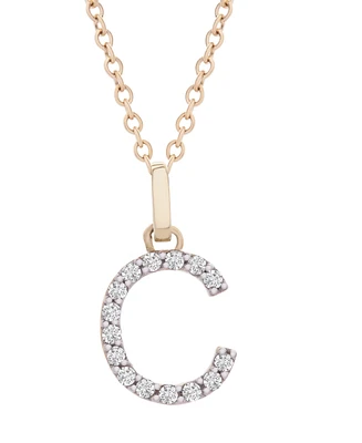 Diamond Initial Pendant Necklace (1/10 ct. t.w.) in 14k Gold, 17" + 1" Extender