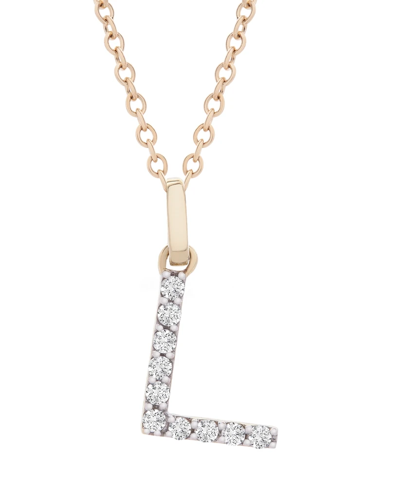 Diamond Initial Pendant Necklace (1/10 ct. t.w.) in 14k Gold, 17" + 1" Extender