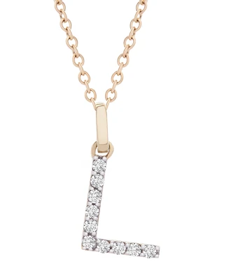 Diamond Initial Pendant Necklace (1/10 ct. t.w.) in 14k Gold, 17" + 1" Extender