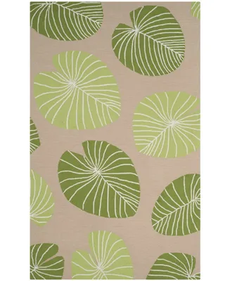 Martha Stewart Collection Lily Pad MSR2212B Tan and Green 5' x 8' Area Rug