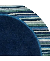 Martha Stewart Collection Striped Border MSR4715C Bluestone 4' x 6' Area Rug