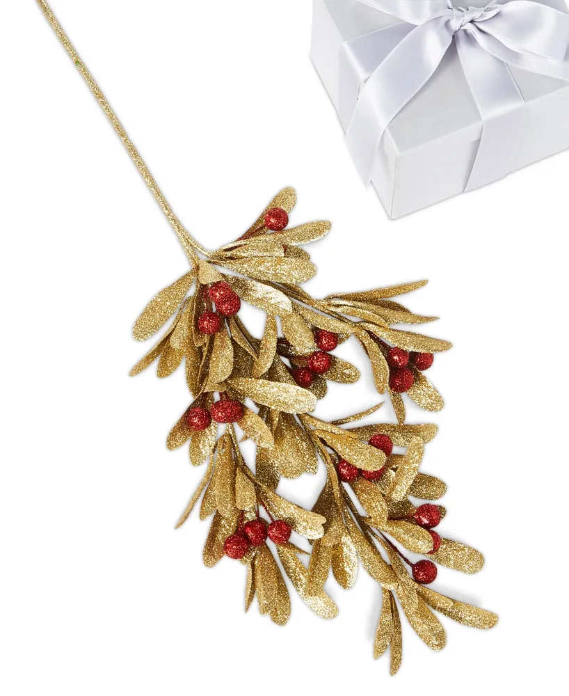 Holiday Lane Christmas Cheer Mistletoe with Red Berries Pick, Created for Macy's