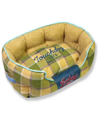Touchdog 'Archi-Checked' Designer Plaid Oval Dog Bed