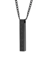 Eve's Jewelry Men's Engraved "Best Dad" Stainless Steel Vertical Square Pendant