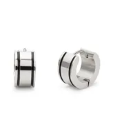 Eve's Jewelry Men's Stripe Stainless Steel Huggie Earrings