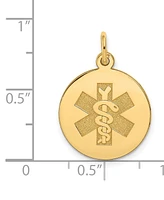 Medical Info Disc Charm Pendant in 14k Gold