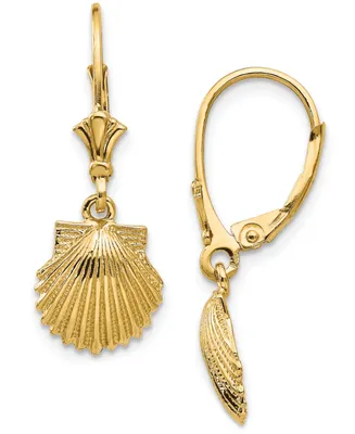 Shell Leverback Drop Earrings in 14k Yellow Gold