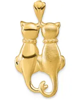 Twin Cats Charm Pendant in 14k Yellow Gold