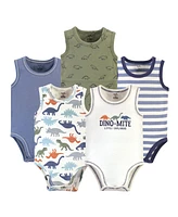 Touched by Nature Baby Boys Organic Cotton Bodysuits 5pk, Milk & Cookies, 9-12 Months