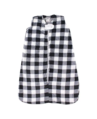 Hudson Baby Boys Plush Sleeping Bag, Sack, Blanket, Black Plaid, Months