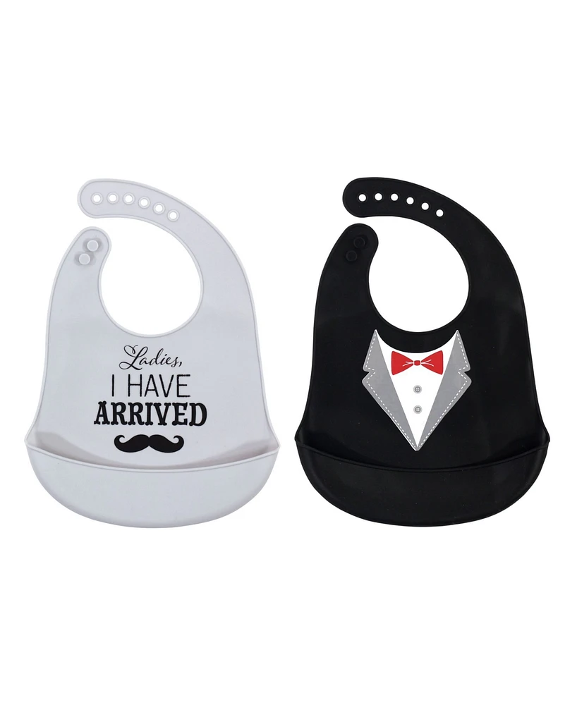 Hudson Baby Infant Boy Silicone Bibs 2pk, Little Mister Handsome, One