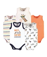 Hudson Baby Boys Cotton Sleeveless Bodysuits 5pk, Wild Safari, 18-24 Months