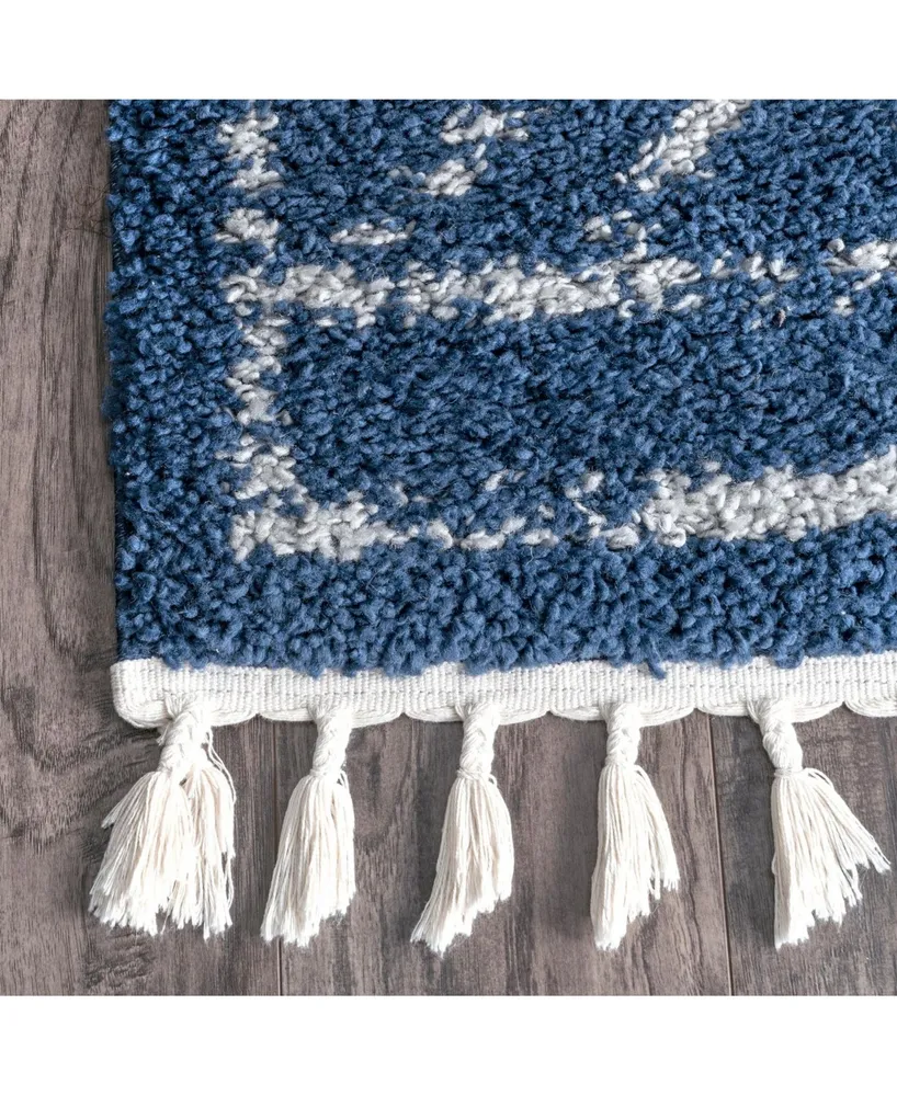 nuLoom Mackie GCDI03D Blue 6'7" x 9' Area Rug