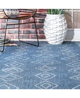 nuLoom Serna OWDN23B Blue 8'6" x 13' Outdoor Area Rug