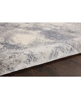 Nourison Home Rustic Textures RUS02 Blue and Ivory 5'3" x 7'3" Area Rug